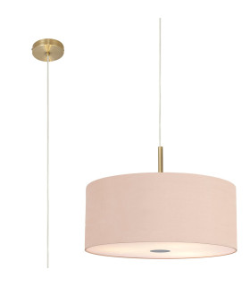 Baymont Antique Brass 5 Light E27 Single Pendant With 60cm x 22cm Dual Faux Silk Shade Antique Gold/Ruby-1