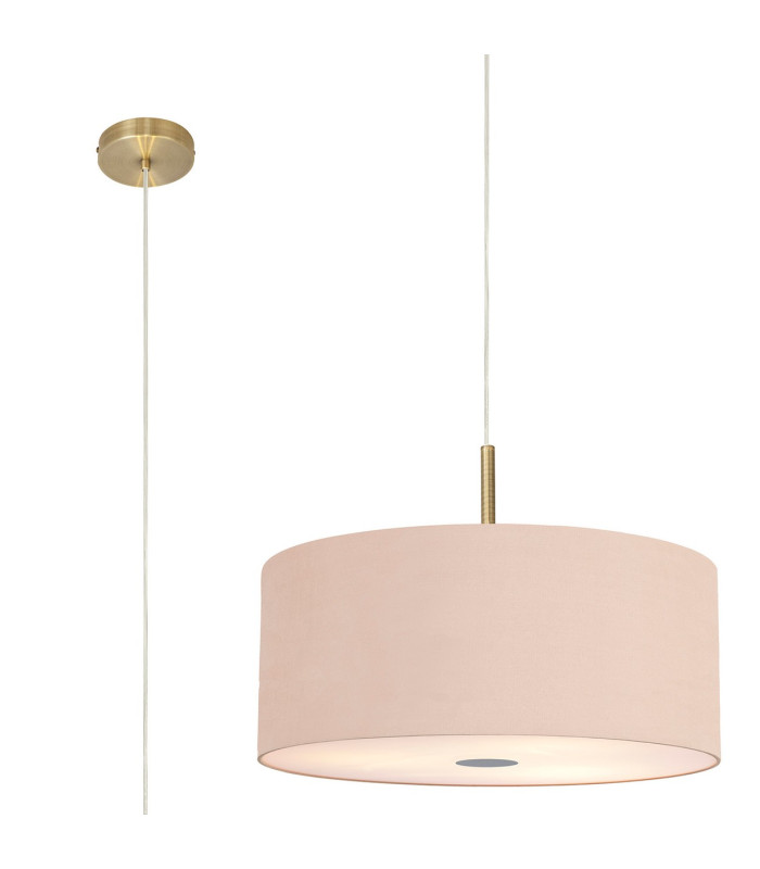 Baymont Antique Brass 5 Light E27 Single Pendant With 60cm x 22cm Dual Faux Silk Shade Antique Gold/Ruby-1