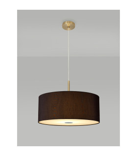 Baymont Antique Brass 5 Light E27 Single Pendant With 60cm x 22cm Faux Silk Shade Black/White Laminate-2