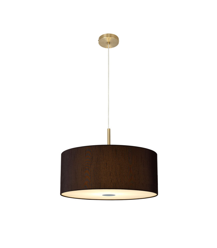Baymont Antique Brass 5 Light E27 Single Pendant With 60cm x 22cm Faux Silk Shade Black/White Laminate-4