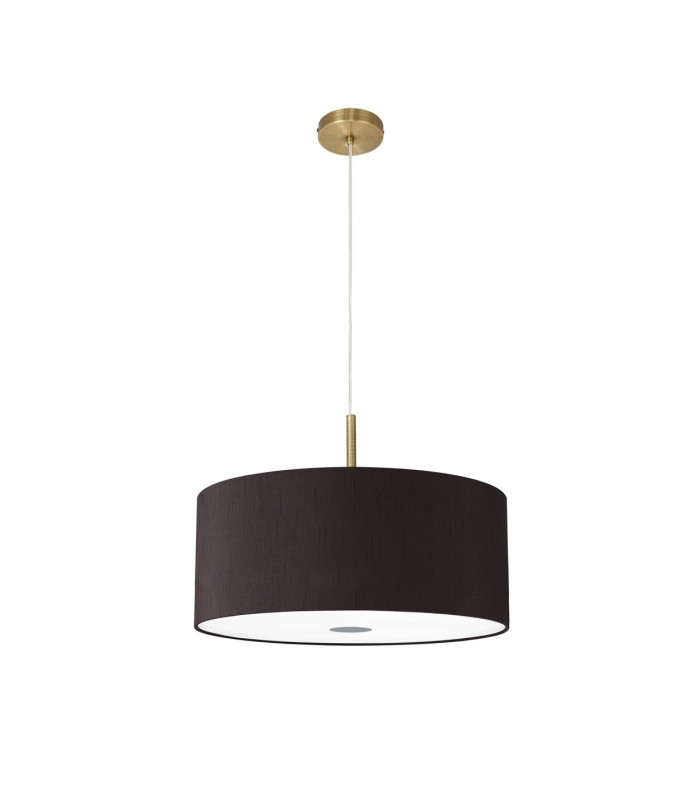 Baymont Antique Brass 5 Light E27 Single Pendant With 60cm x 22cm Faux Silk Shade Black/White Laminate-5