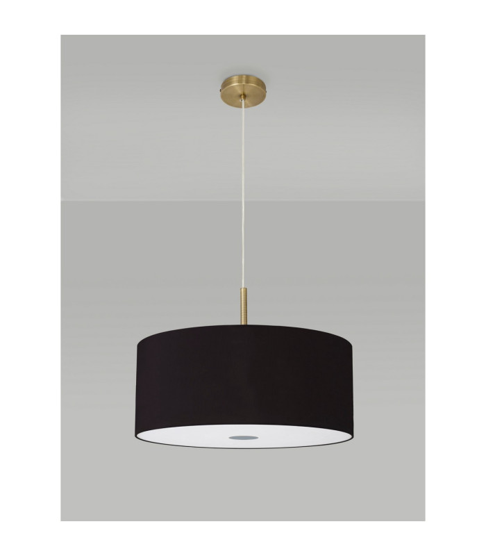 Baymont Antique Brass 5 Light E27 Single Pendant With 60cm x 22cm Dual Faux Silk Shade Black/Green Olive-14