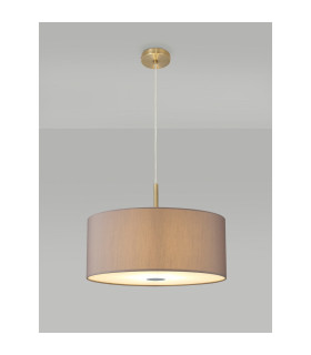 Baymont Antique Brass 5 Light E27 Single Pendant With 60cm x 22cm Faux Silk Shade Grey/White Laminate-2