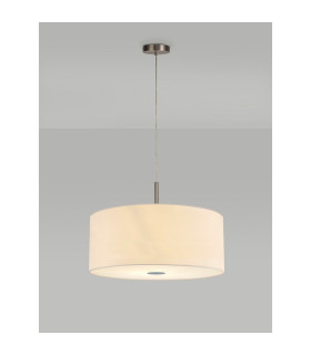 Baymont Satin Nickel 5 Light E27 Single Pendant With 60cm x 22cm Faux Silk Shade Ivory Pearl/White Laminate-2