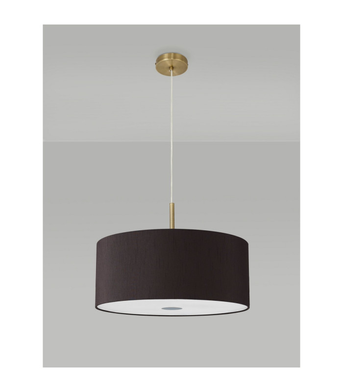 Baymont Antique Brass 5 Light E27 Single Pendant With 60cm x 22cm Faux Silk Shade Black/White Laminate-14