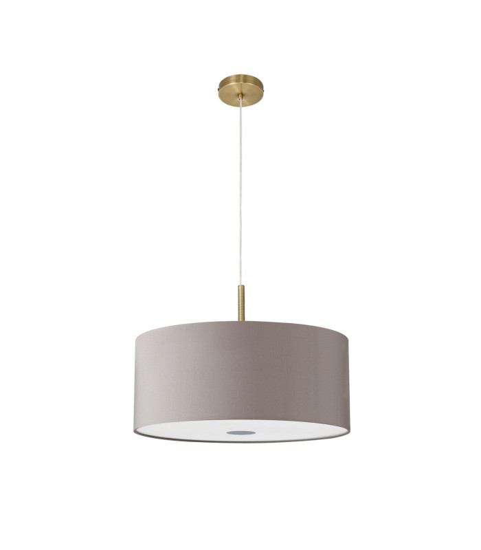 Baymont Antique Brass 5 Light E27 Single Pendant With 60cm x 22cm Faux Silk Shade Grey/White Laminate-5