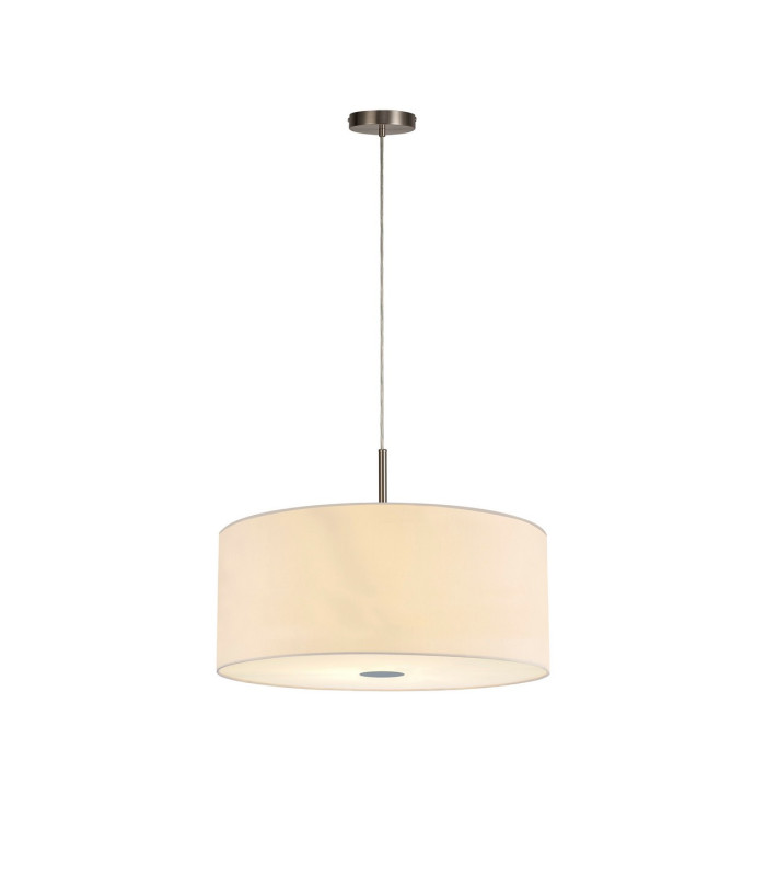 Baymont Satin Nickel 5 Light E27 Single Pendant With 60cm x 22cm Faux Silk Shade Ivory Pearl/White Laminate-4