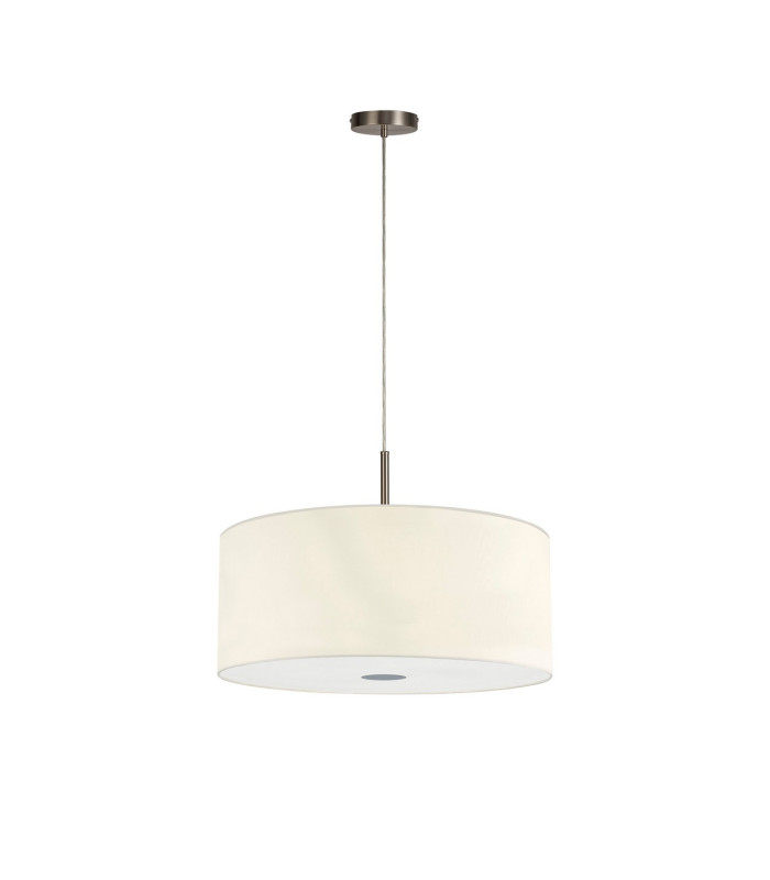 Baymont Satin Nickel 5 Light E27 Single Pendant With 60cm x 22cm Faux Silk Shade Ivory Pearl/White Laminate-5