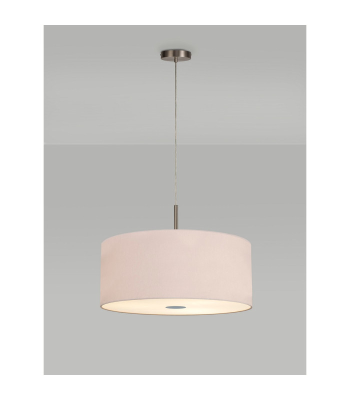 Baymont Satin Nickel 5 Light E27 Single Pendant With 60cm x 22cm Dual Faux Silk Shade Nude Beige/Moonlight-2