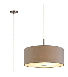 Baymont Satin Nickel 5 Light E27 Single Pendant With 60cm x 22cm Dual Faux Silk Shade Taupe/Halo Gold-1