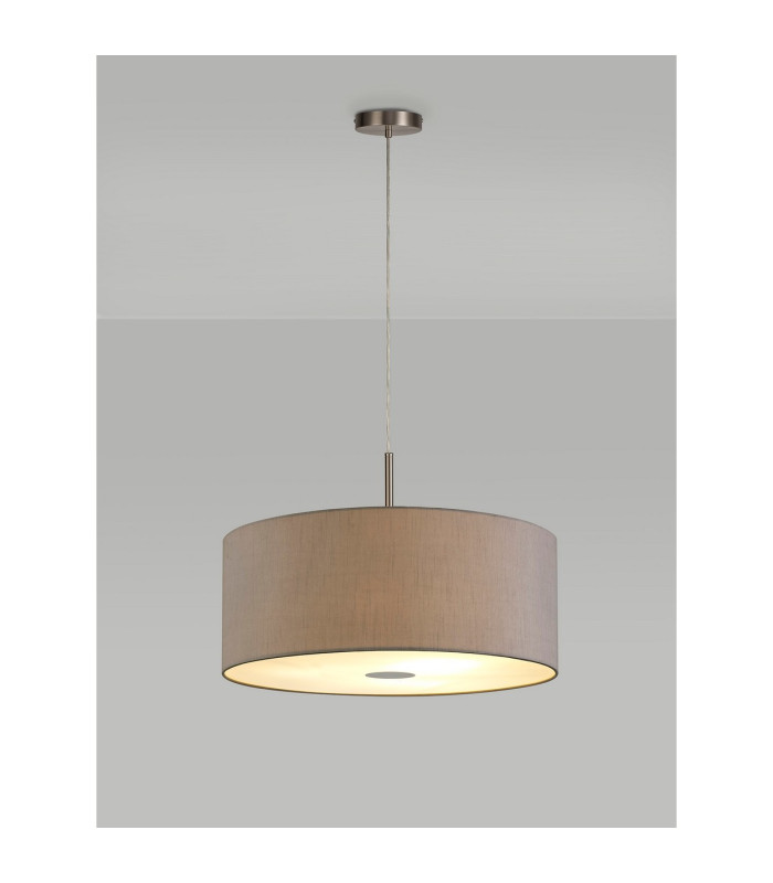 Baymont Satin Nickel 5 Light E27 Single Pendant With 60cm x 22cm Dual Faux Silk Shade Taupe/Halo Gold-2