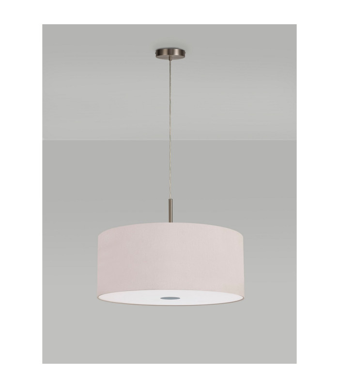 Baymont Satin Nickel 5 Light E27 Single Pendant With 60cm x 22cm Dual Faux Silk Shade Nude Beige/Moonlight-14