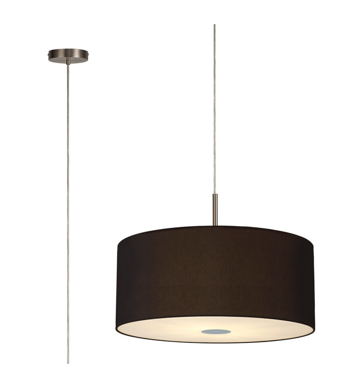 Baymont Satin Nickel 5 Light E27 Single Pendant With 60cm x 22cm Dual Faux Silk Shade Midnight Black/Green Olive-1