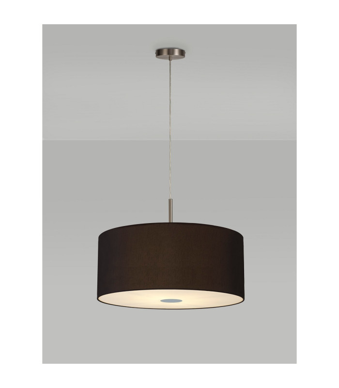 Baymont Satin Nickel 5 Light E27 Single Pendant With 60cm x 22cm Dual Faux Silk Shade Midnight Black/Green Olive-2