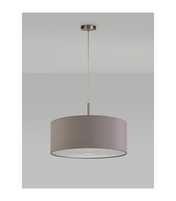Baymont Satin Nickel 5 Light E27 Single Pendant With 60cm x 22cm Dual Faux Silk Shade Taupe/Halo Gold-14