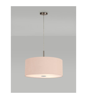 Baymont Satin Nickel 5 Light E27 Single Pendant With 60cm x 22cm Dual Faux Silk Shade Antique Gold/Ruby-2