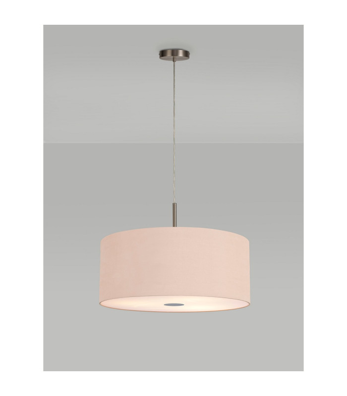 Baymont Satin Nickel 5 Light E27 Single Pendant With 60cm x 22cm Dual Faux Silk Shade Antique Gold/Ruby-2