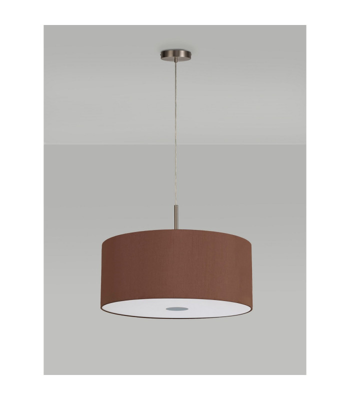 Baymont Satin Nickel 5 Light E27 Single Pendant With 60cm x 22cm Dual Faux Silk Shade Raw Cocoa/Grecian Bronze-14