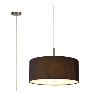Baymont Satin Nickel 5 Light E27 Single Pendant With 60cm x 22cm Faux Silk Shade Black/White Laminate-1