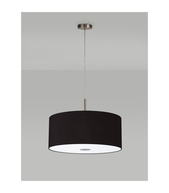 Baymont Satin Nickel 5 Light E27 Single Pendant With 60cm x 22cm Dual Faux Silk Shade Midnight Black/Green Olive-14