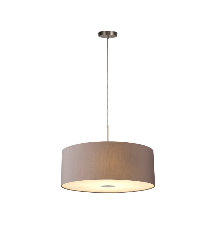 Baymont Satin Nickel 5 Light E27 Single Pendant With 60cm x 22cm Faux Silk Shade Grey/White Laminate-4