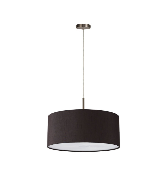 Baymont Satin Nickel 5 Light E27 Single Pendant With 60cm x 22cm Faux Silk Shade Black/White Laminate-5