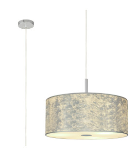 Baymont Polished Chrome 5 Light E27 Single Pendant With 60cm x 22cm Silver Leaf Shade-1