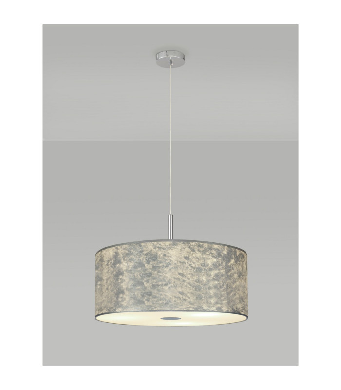 Baymont Polished Chrome 5 Light E27 Single Pendant With 60cm x 22cm Silver Leaf Shade-2