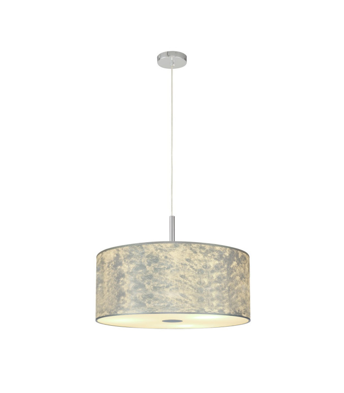 Baymont Polished Chrome 5 Light E27 Single Pendant With 60cm x 22cm Silver Leaf Shade-4
