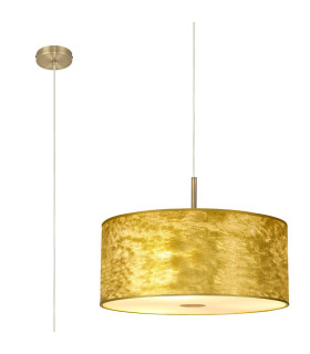 Baymont Antique Brass 5 Light E27 Single Pendant With 60cm x 22cm Gold Leaf Shade With Frosted/AB Acrylic Diffuser-1