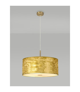 Baymont Antique Brass 5 Light E27 Single Pendant With 60cm x 22cm Gold Leaf Shade With Frosted/AB Acrylic Diffuser-2