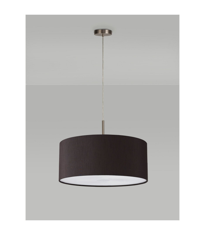 Baymont Satin Nickel 5 Light E27 Single Pendant With 60cm x 22cm Faux Silk Shade Black/White Laminate-14