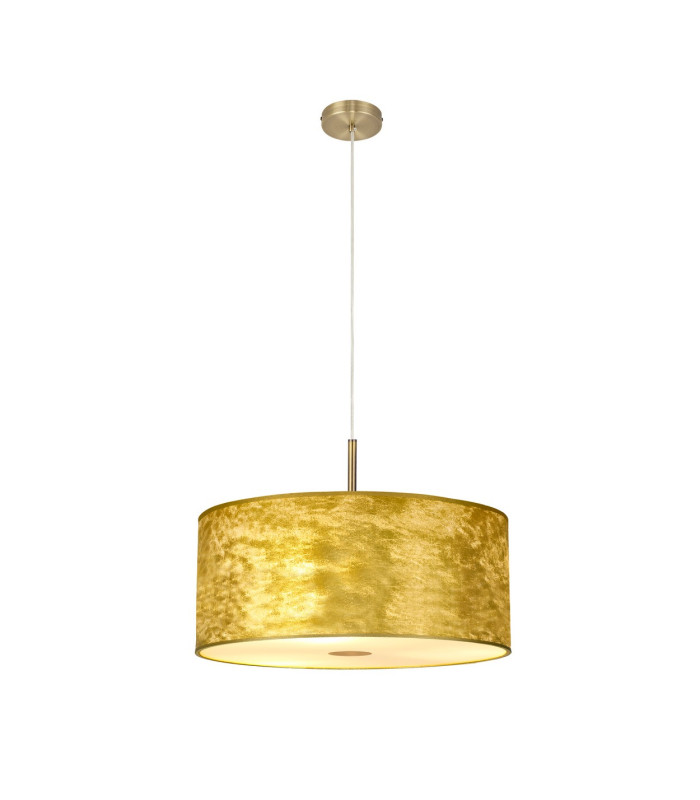 Baymont Antique Brass 5 Light E27 Single Pendant With 60cm x 22cm Gold Leaf Shade With Frosted/AB Acrylic Diffuser-4