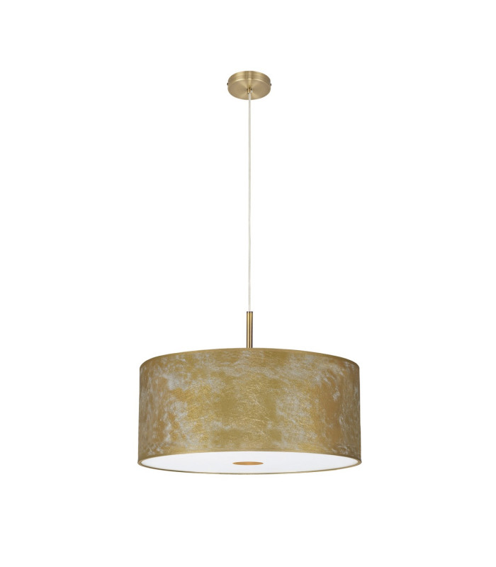 Baymont Antique Brass 5 Light E27 Single Pendant With 60cm x 22cm Gold Leaf Shade With Frosted/AB Acrylic Diffuser-5