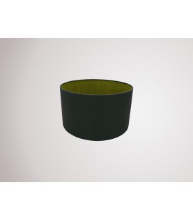 Round Cylinder, 300 x 170mm Dual Faux Silk Fabric Shade, Midnight Black, Green Olive - 2