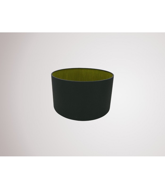 Round Cylinder, 300 x 170mm Dual Faux Silk Fabric Shade, Midnight Black, Green Olive - 2