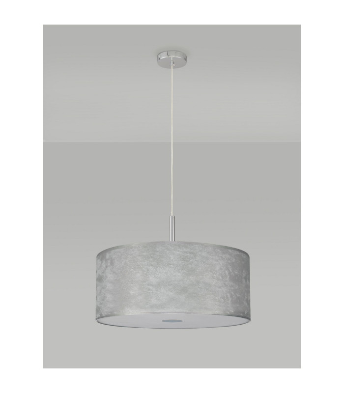 Baymont Polished Chrome 5 Light E27 Single Pendant With 60cm x 22cm Silver Leaf Shade-14