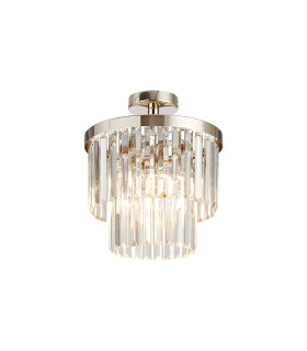 Cosette 30cm Semi Flush Ceiling 3 Light E14 Polished Nickel/Clear Crystal-1