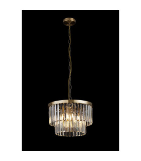 Cosette 40cm Pendant/Semi Flush 4 Light E14 Antique Brass/Clear Crystal-2