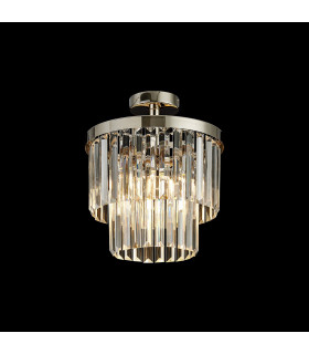 Cosette 30cm Semi Flush Ceiling 3 Light E14 Polished Nickel/Clear Crystal-2