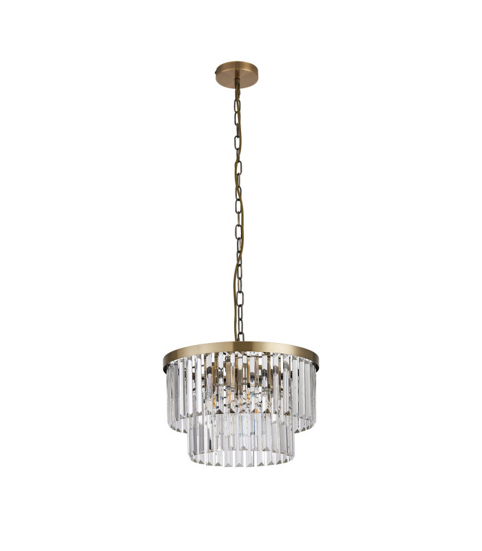 Cosette 40cm Pendant/Semi Flush 4 Light E14 Antique Brass/Clear Crystal-4