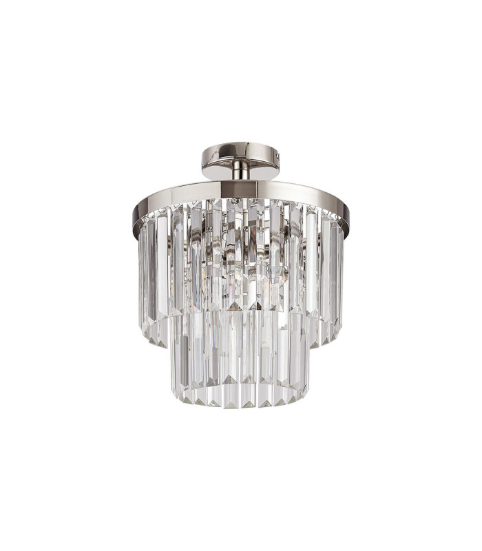 Cosette 30cm Semi Flush Ceiling 3 Light E14 Polished Nickel/Clear Crystal-4