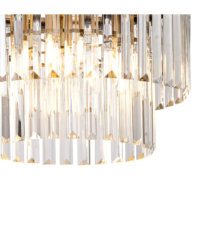 Cosette 40cm Pendant/Semi Flush 4 Light E14 Antique Brass/Clear Crystal-7