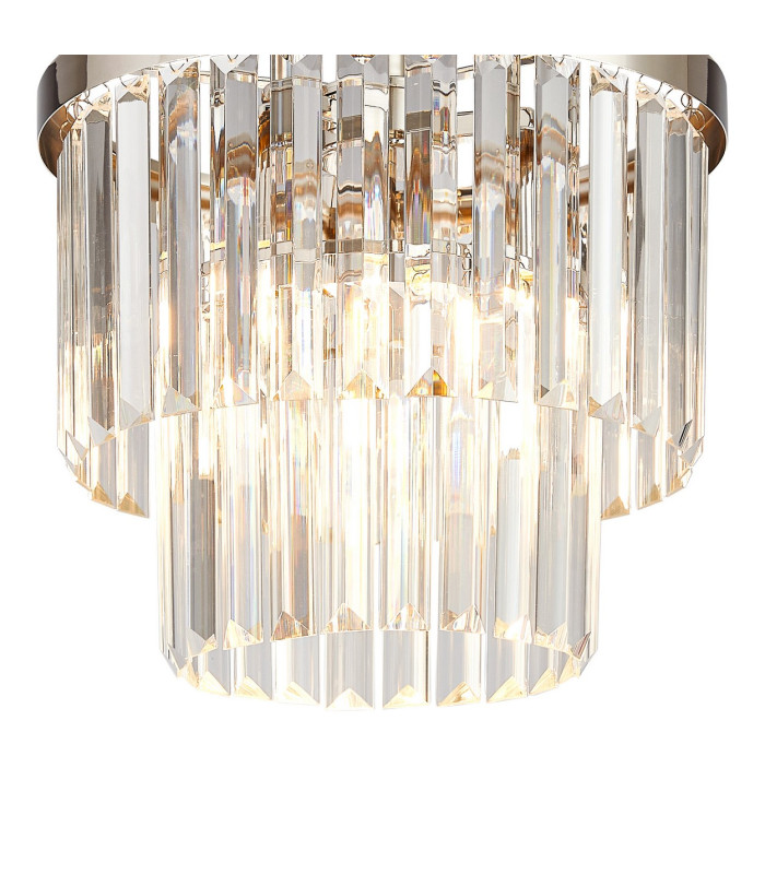 Cosette 30cm Semi Flush Ceiling 3 Light E14 Polished Nickel/Clear Crystal-7