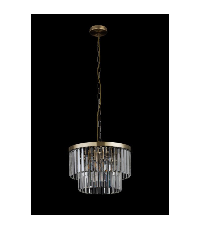 Cosette 40cm Pendant/Semi Flush 4 Light E14 Antique Brass/Clear Crystal-8