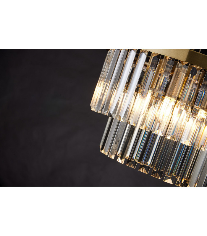 Cosette 40cm Pendant/Semi Flush 4 Light E14 Antique Brass/Clear Crystal-9