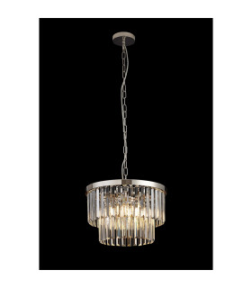Cosette 40cm Pendant/Semi Flush 4 Light E14 Polished Nickel/Clear Crystal-2