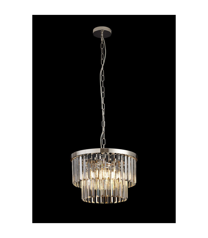 Cosette 40cm Pendant/Semi Flush 4 Light E14 Polished Nickel/Clear Crystal-2