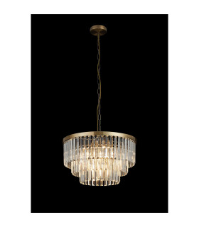Cosette 50cm Pendant/Semi Flush 5 Light E14 Antique Brass/Clear Crystal-2