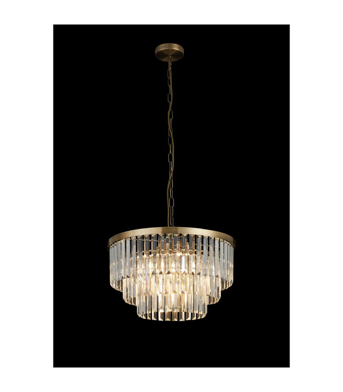 Cosette 50cm Pendant/Semi Flush 5 Light E14 Antique Brass/Clear Crystal-2